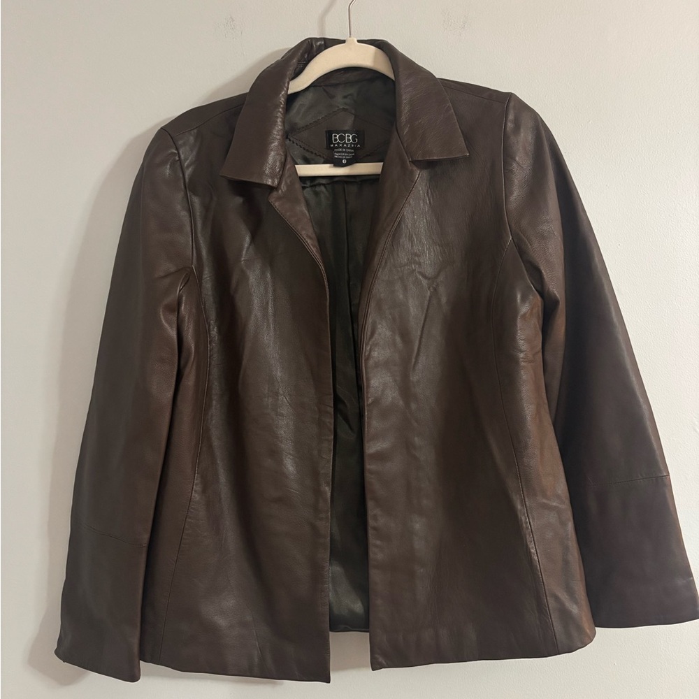 BCBGMaxAzria Dark Brown Leather Jacket - Picture 8 of 8